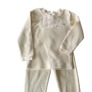 VTG Y2K Snugabye Toddler 2-Piece Ribbed Outfit Set Yellow 2XS Unisex Kids Bee